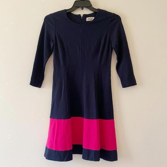 ELIZA J navy and pink a-line dress - Picture 2 of 7